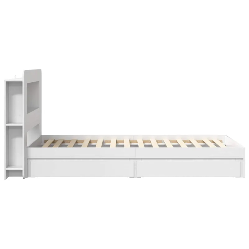 Lovos rėmas su saugojimu Balta 90 x 200 cm Apdirbta mediena