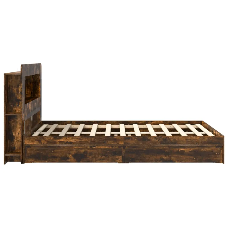 Lovos rėmas su saugojimu su stalčių Dūminio ąžuolo 135 x 190 cm