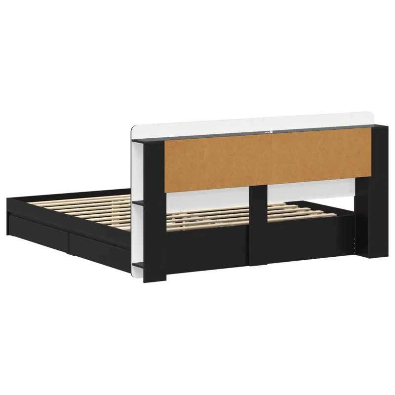 Lovos rėmas su saugojimu Juoda 200 x 200 cm Apdirbta mediena