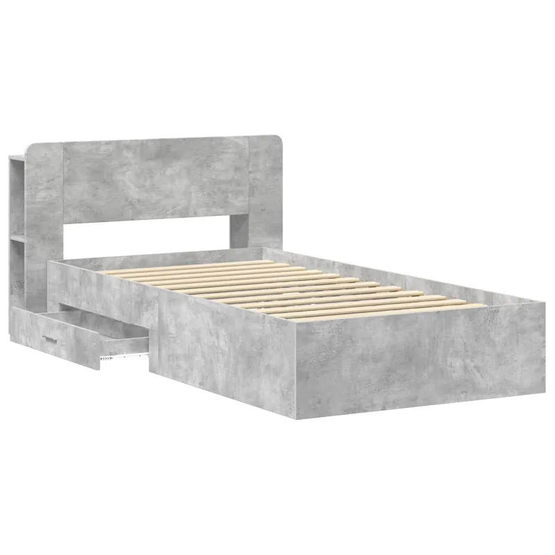 Lovos rėmas su saugojimu su galvūgalio Betono pilka 75 x 190 cm