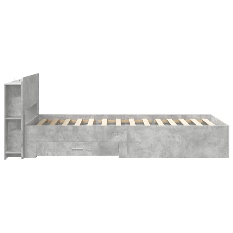 Lovos rėmas su saugojimu su galvūgalio Betono pilka 75 x 190 cm