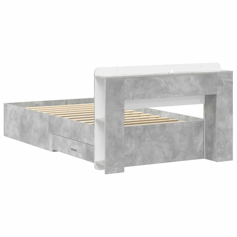 Lovos rėmas su saugojimu su galvūgalio Betono pilka 75 x 190 cm