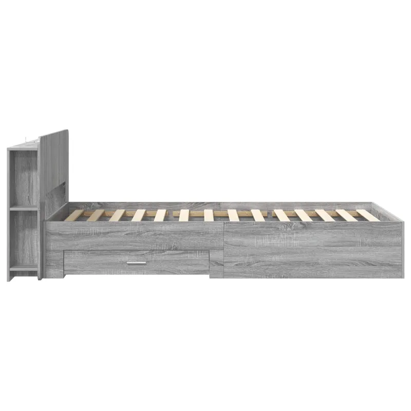 Lovos rėmas su saugojimu su galvūgalio Pilka Sonoma 80 x 200 cm