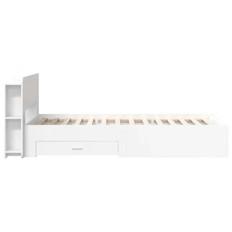 Lovos rėmas su saugojimu Balta 80 x 200 cm Apdirbta mediena