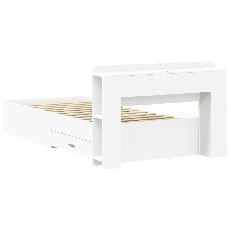 Lovos rėmas su saugojimu Balta 80 x 200 cm Apdirbta mediena