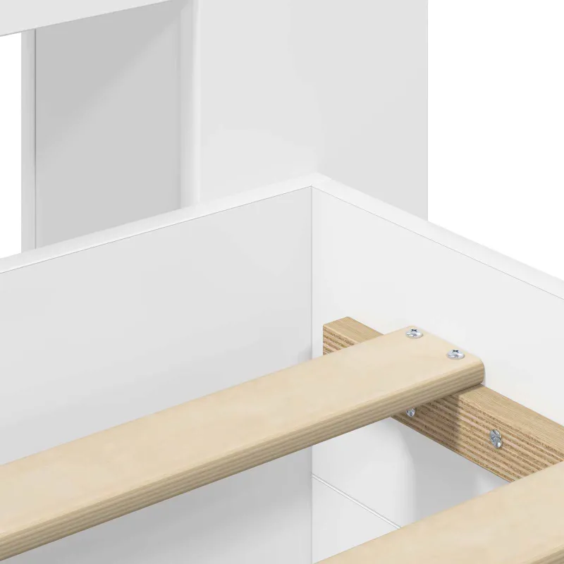 Lovos rėmas su saugojimu Balta 80 x 200 cm Apdirbta mediena