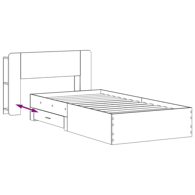 Lovos rėmas su saugojimu Sonoma ąžuolas 90 x 190 cm