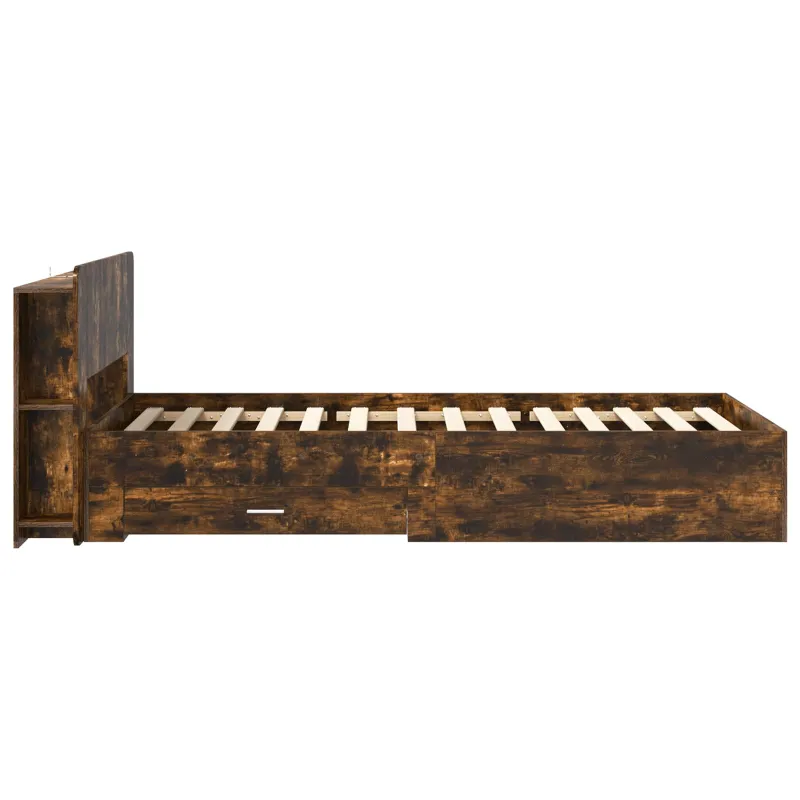 Lovos rėmas su saugojimu Dūminio ąžuolo 100 x 200 cm