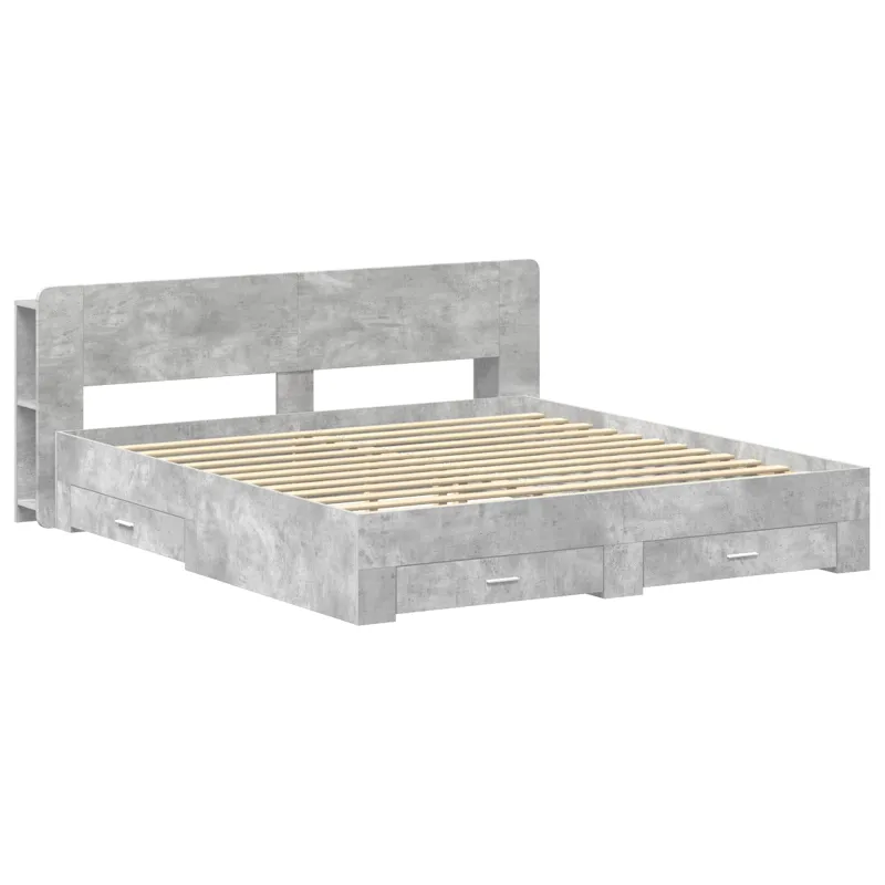 Lovos rėmas su saugojimu Betono pilka 200 x 200 cm
