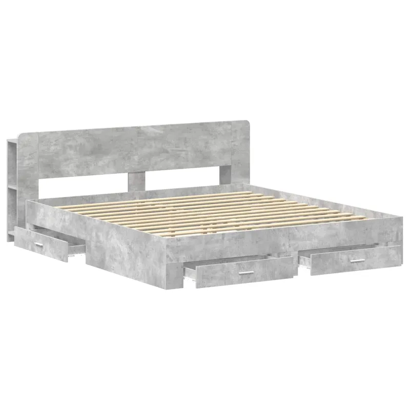 Lovos rėmas su saugojimu Betono pilka 200 x 200 cm