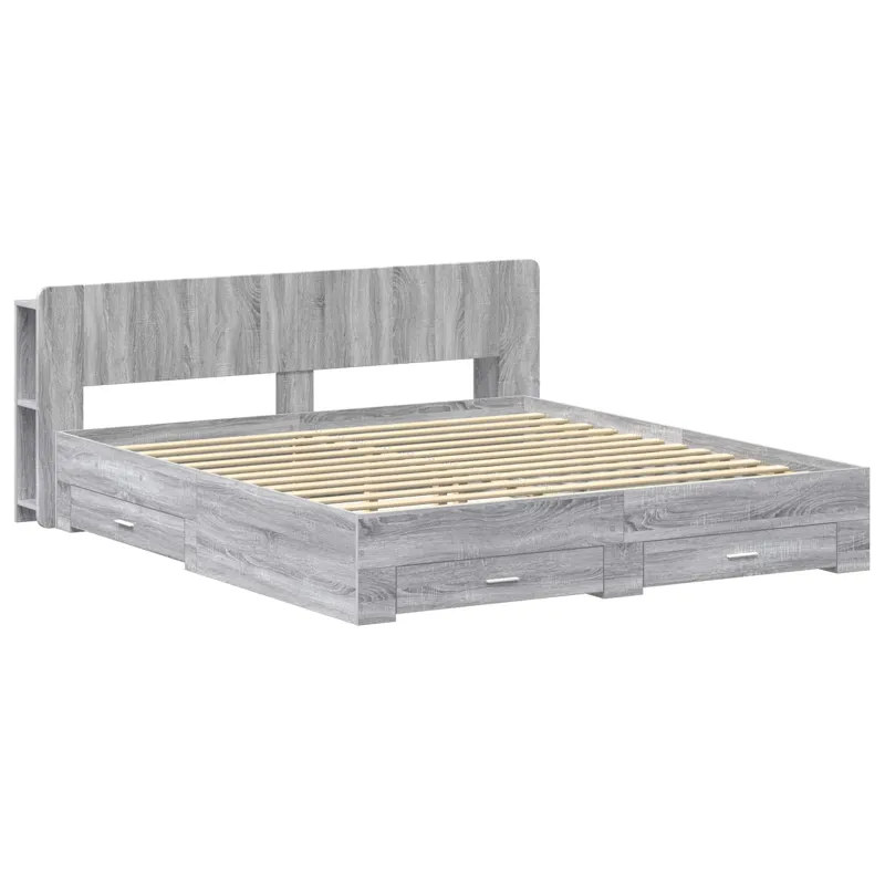 Lovos rėmas su saugojimu Pilka Sonoma 200 x 200 cm