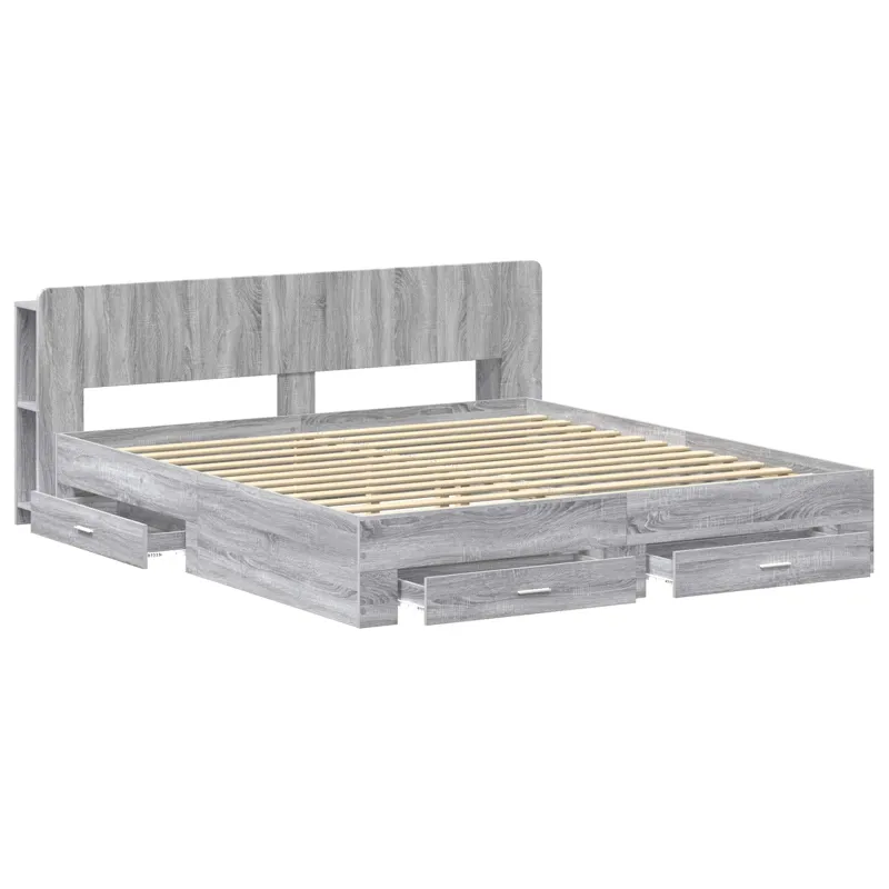 Lovos rėmas su saugojimu Pilka Sonoma 200 x 200 cm