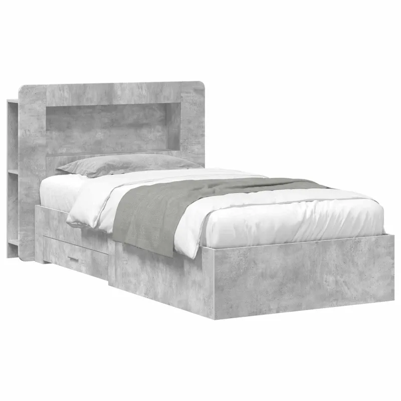 Lovos rėmas su saugojimu su galvūgalio Betono pilka 75 x 190 cm