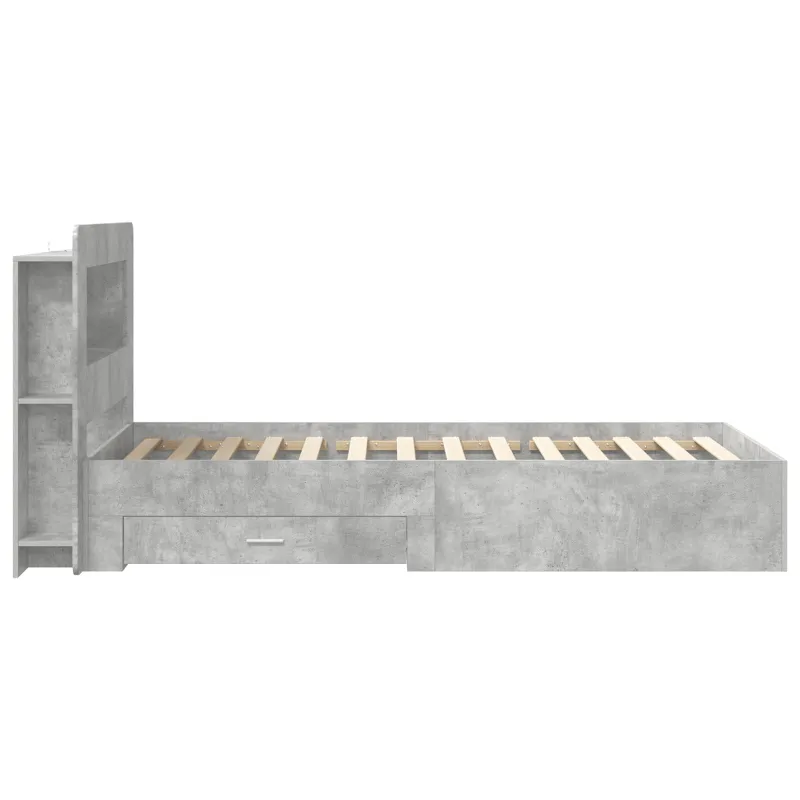Lovos rėmas su saugojimu su galvūgalio Betono pilka 75 x 190 cm