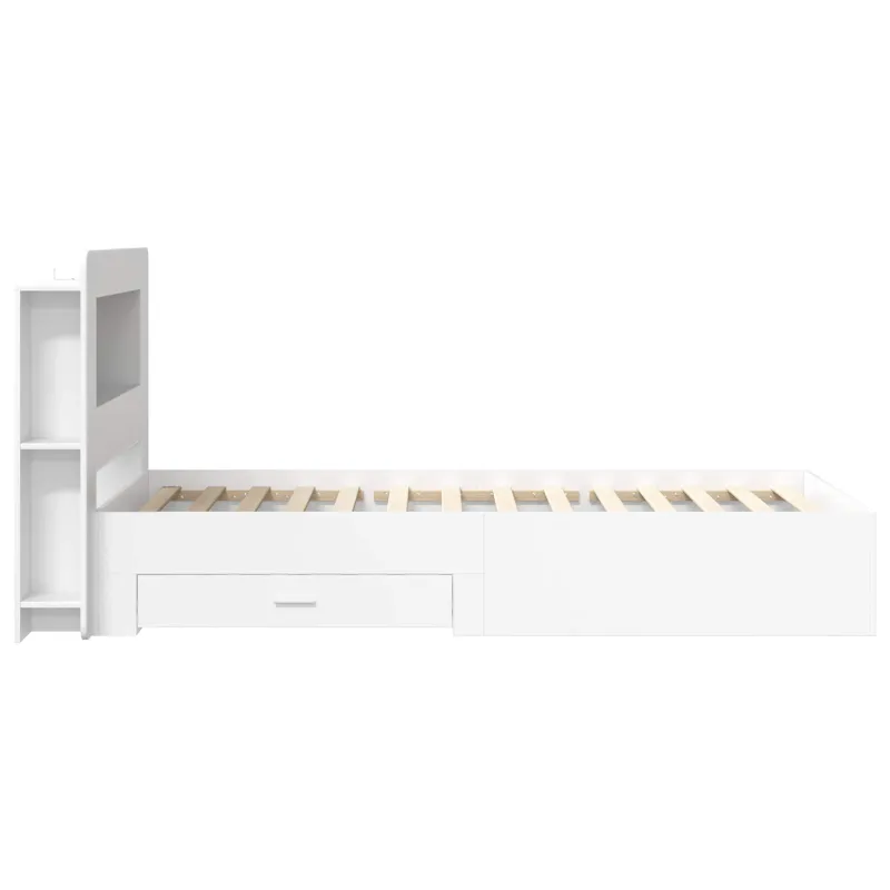 Lovos rėmas su saugojimu Balta 80 x 200 cm Apdirbta mediena