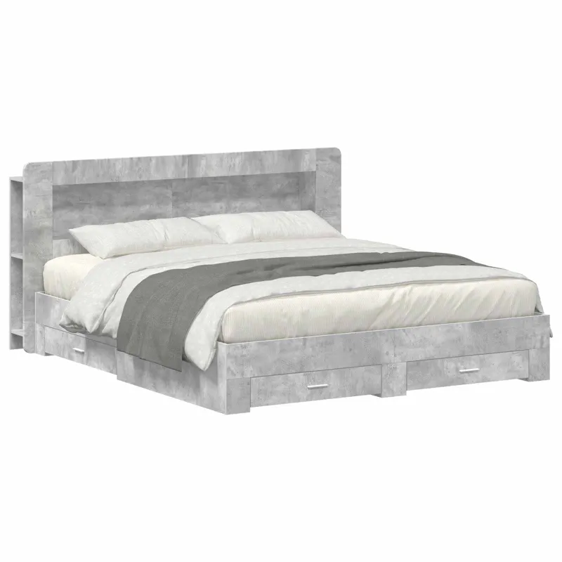 Lovos rėmas su saugojimu Betono pilka 200 x 200 cm