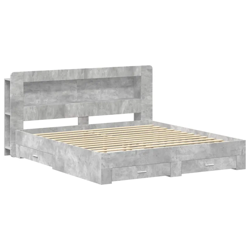 Lovos rėmas su saugojimu Betono pilka 200 x 200 cm