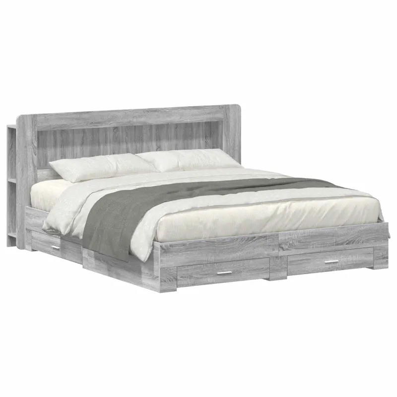 Lovos rėmas su saugojimu Pilka Sonoma 200 x 200 cm