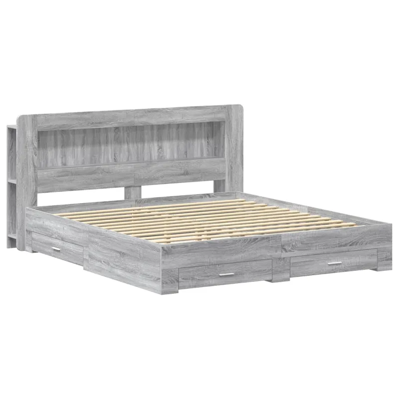 Lovos rėmas su saugojimu Pilka Sonoma 200 x 200 cm