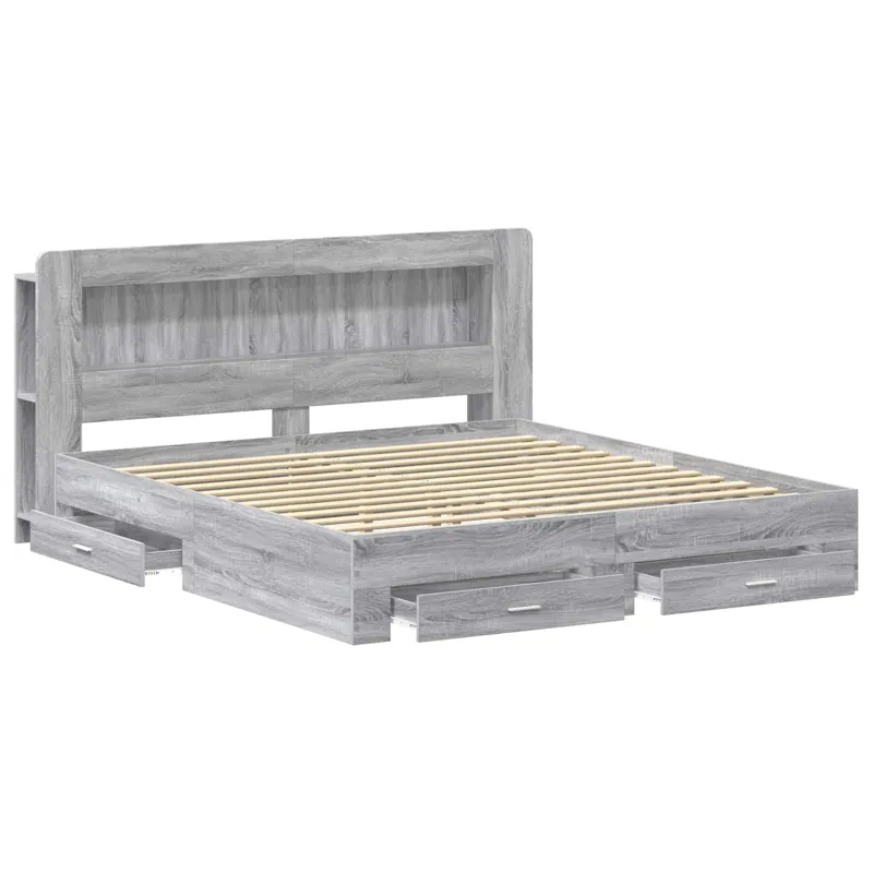 Lovos rėmas su saugojimu Pilka Sonoma 200 x 200 cm