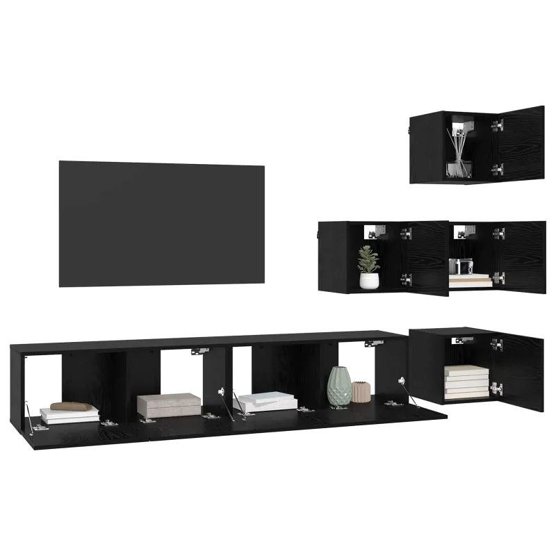 TV spintelių komplektas 6 pcs 80 x 30 x 30 cm Juodojo ąžuolo