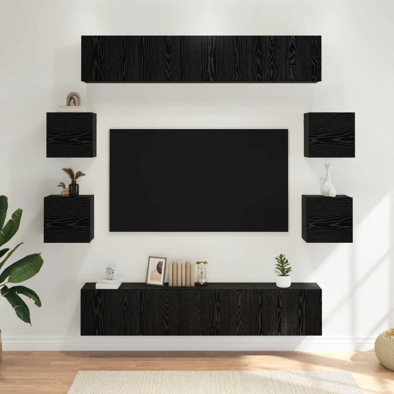 TV spintelių komplektas 8 pcs 80 x 30 x 30 cm Juodojo ąžuolo