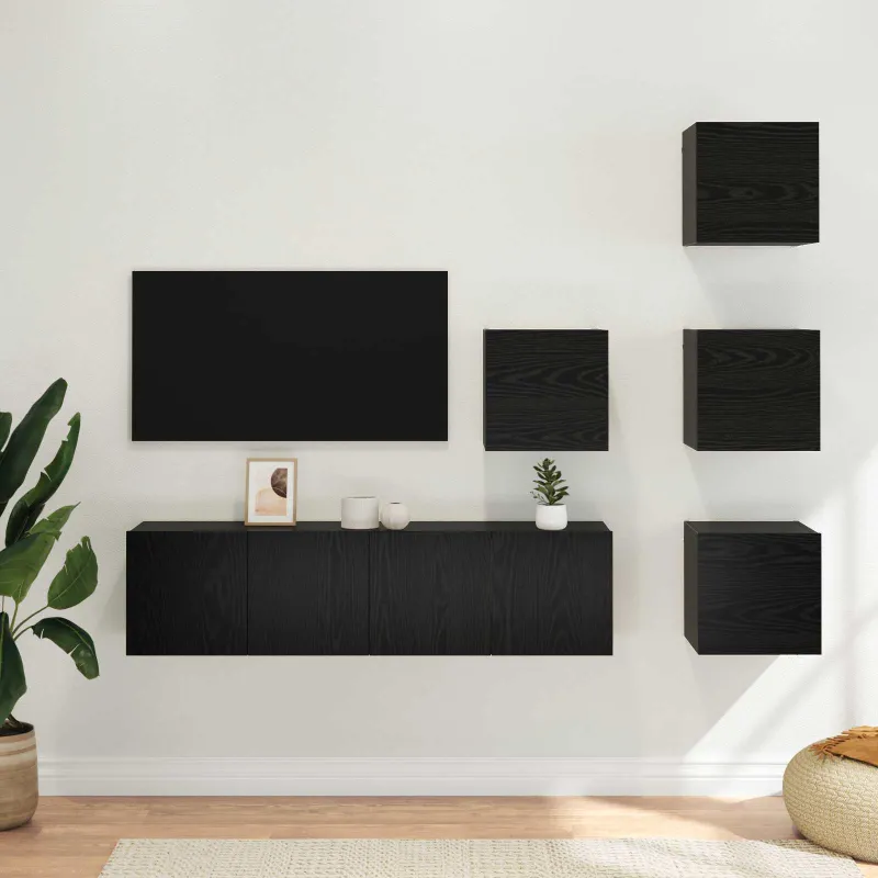 TV spintelių komplektas 6 pcs 60 x 30 x 30 cm Juodojo ąžuolo