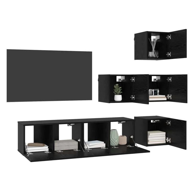 TV spintelių komplektas 6 pcs 60 x 30 x 30 cm Juodojo ąžuolo