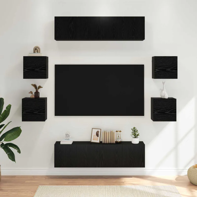TV spintelių komplektas 8 pcs 120 x 30 x 30 cm Juodojo ąžuolo