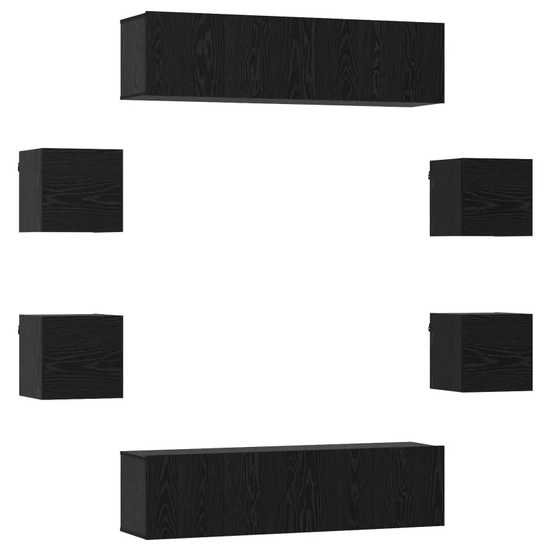 TV spintelių komplektas 8 pcs 120 x 30 x 30 cm Juodojo ąžuolo