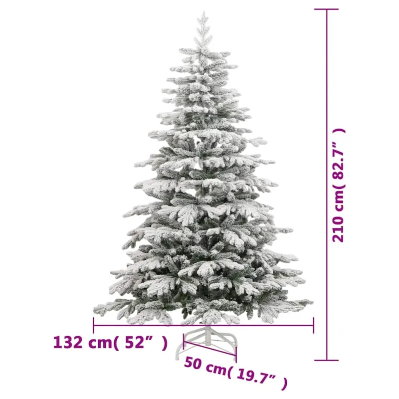 Dirbtinė eglutė su šarnyrinėmis šakomis, 210cm, dengta sniegu