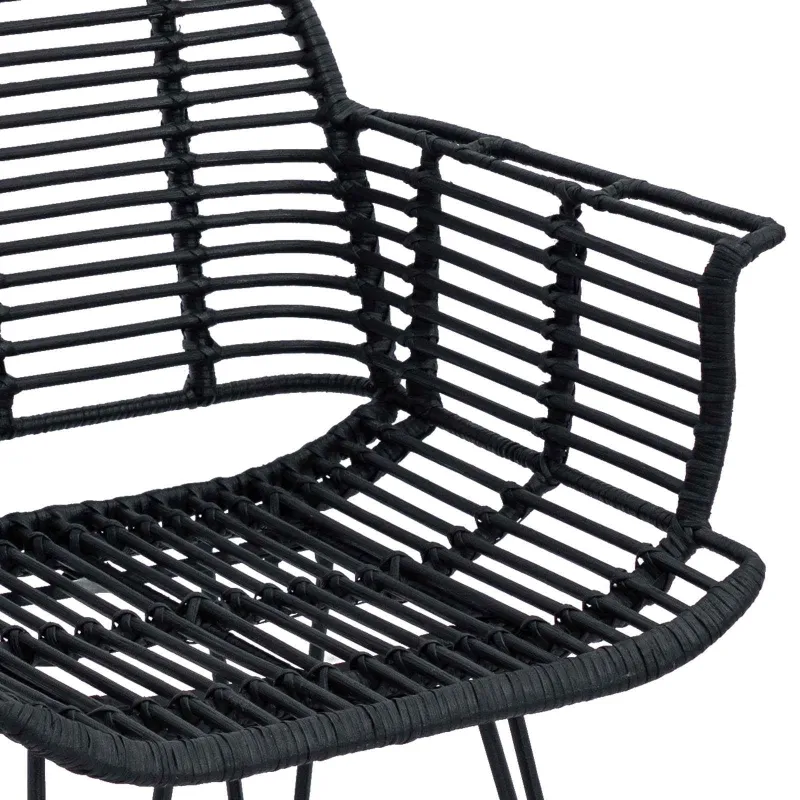 Valgomasis krėslas 2 pcs Ratanas ir Geležis Juoda