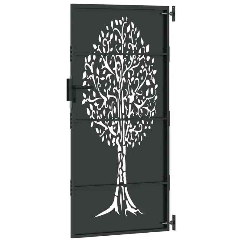 Sodo vartai Juoda 85 x 175 cm Milteliniu būdu padengtas plienas