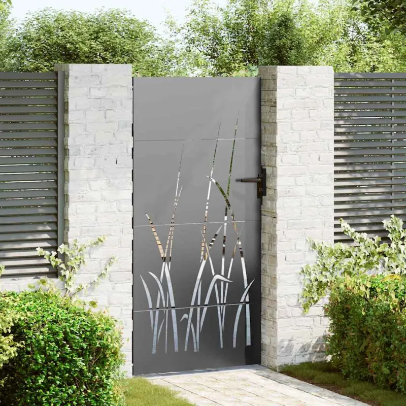 Sodo vartai Juoda 85 x 175 cm Milteliniu būdu padengtas plienas