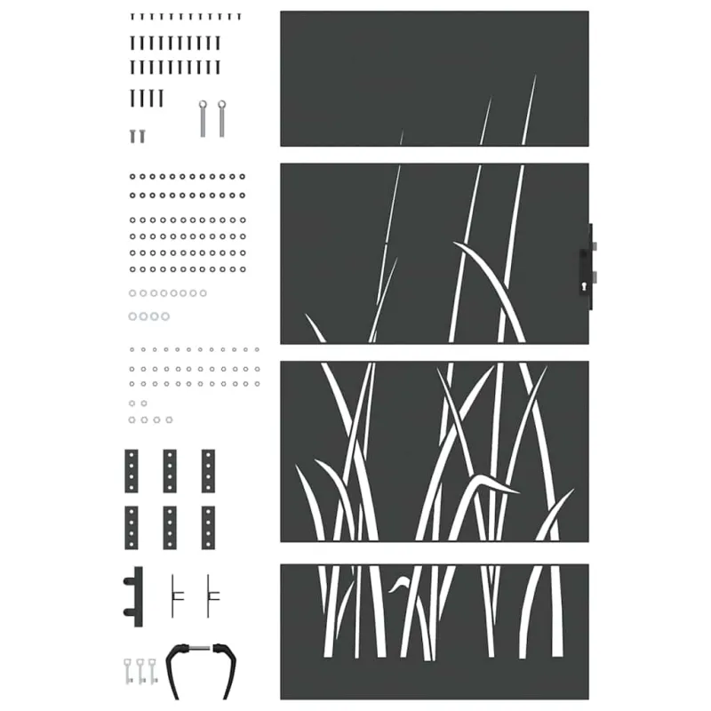 Sodo vartai Juoda 85 x 175 cm Milteliniu būdu padengtas plienas