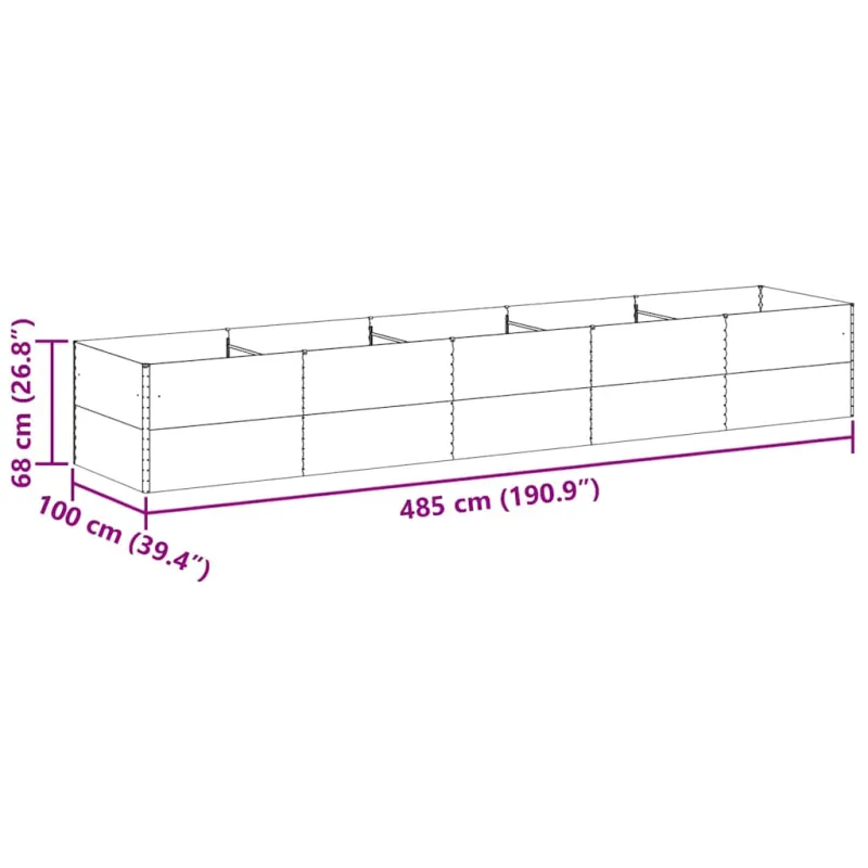 Paaukštinta sodo lova 485 x 100 x 68 cm Cinkuota plienas