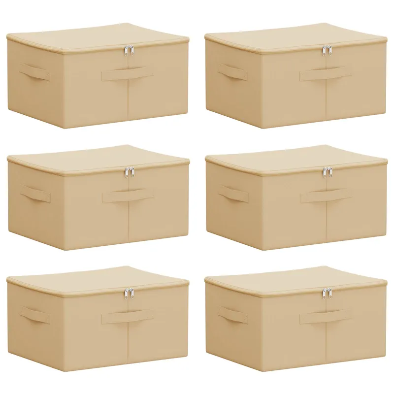 Saugojimo dėžė 6 pcs Kreminė 50 x 30 x 25 cm Neaustinis audinys