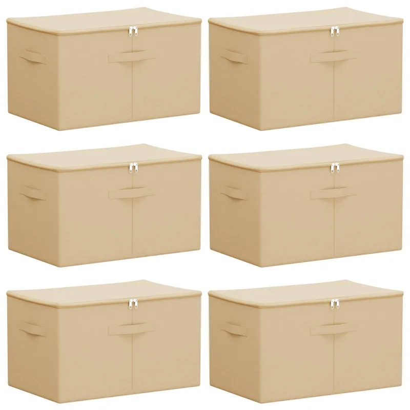 Saugojimo dėžė 6 pcs Kreminė 55 x 35 x 32 cm Neaustinis audinys