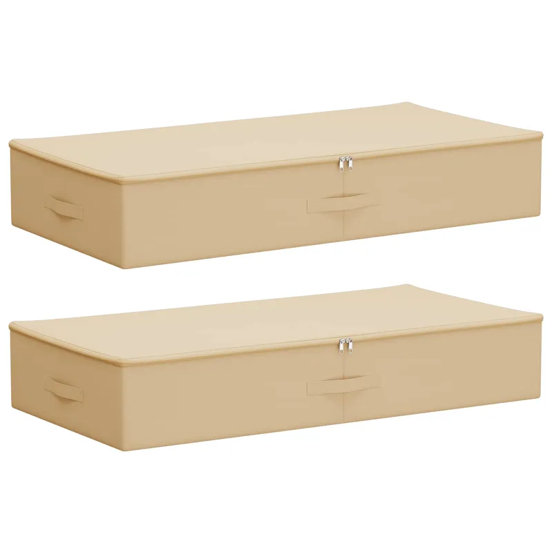 Saugojimo dėžė 2 pcs Kreminė 90 x 48 x 15 cm Neaustinis audinys