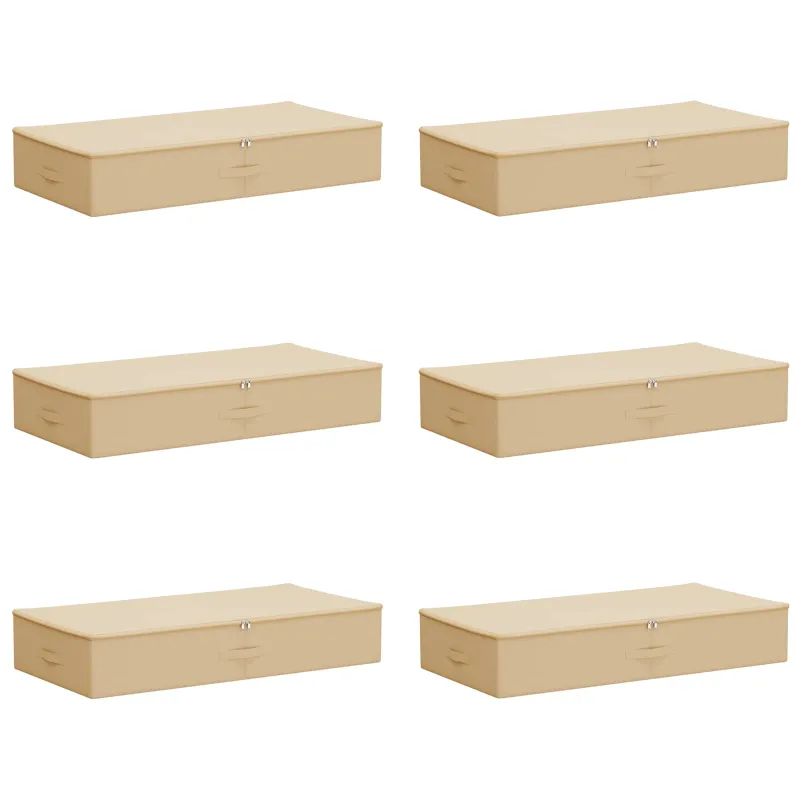 Saugojimo dėžė 6 pcs Kreminė 90 x 48 x 15 cm Neaustinis audinys