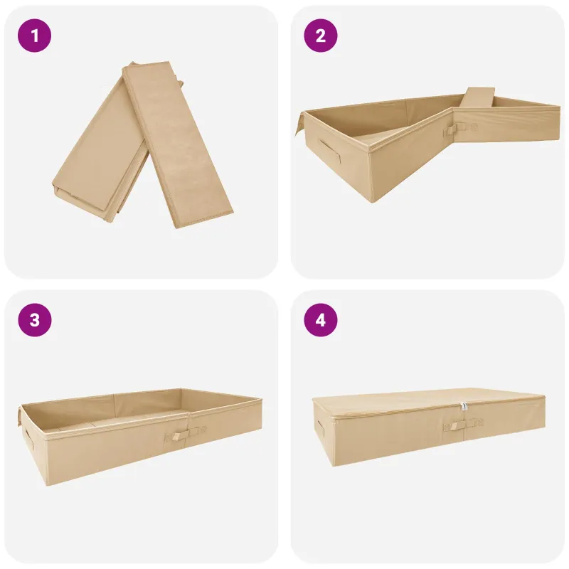 Saugojimo dėžė 6 pcs Kreminė 90 x 48 x 15 cm Neaustinis audinys