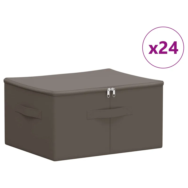 Saugojimo dėžė 24 pcs Pilka 50 x 30 x 25 cm Neaustinis audinys