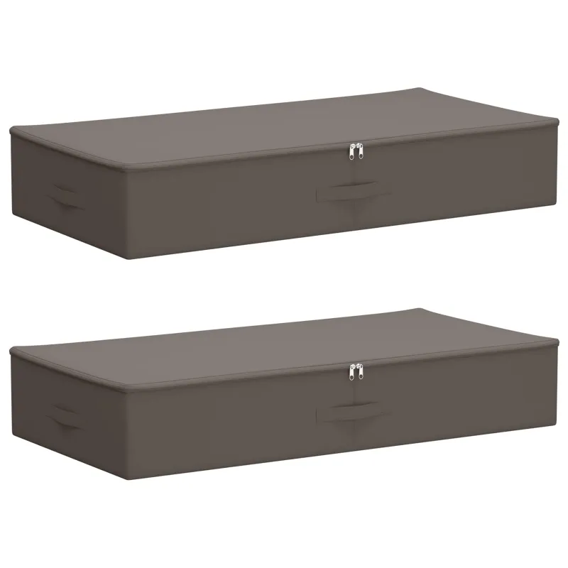 Saugojimo dėžė 2 pcs Pilka 90 x 48 x 15 cm Neaustinis audinys