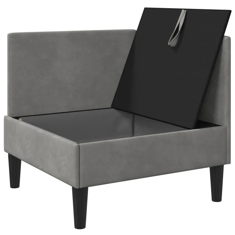 Sofa su saugojimu Šviesiai pilka Aksomas