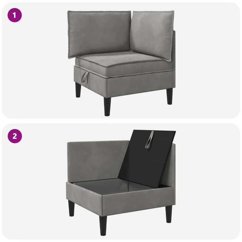 Sofa su saugojimu Šviesiai pilka Aksomas