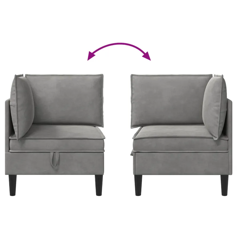 Sofa su saugojimu Šviesiai pilka Aksomas