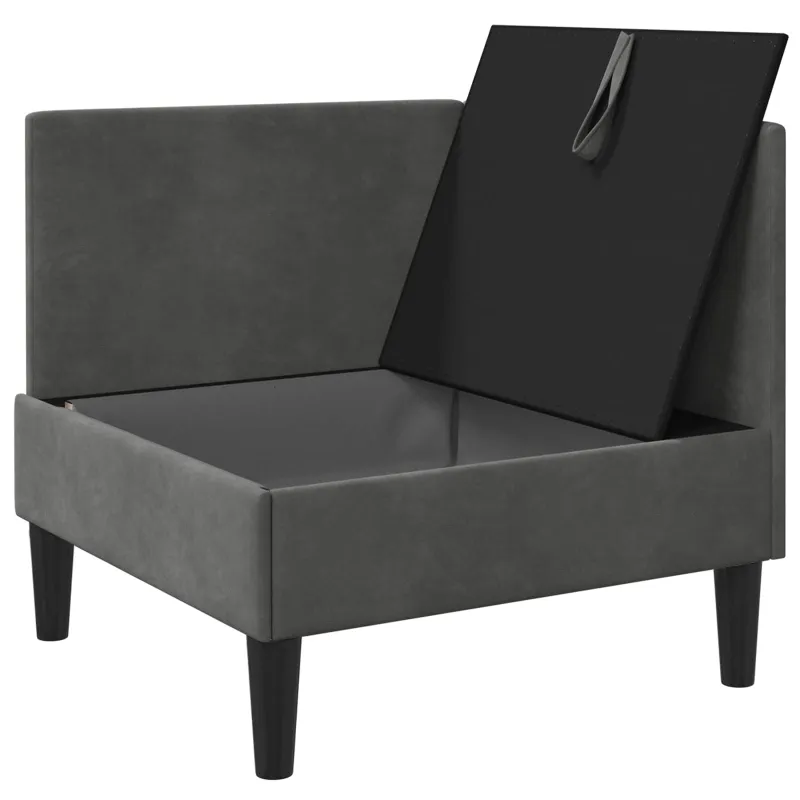 Sofa su saugojimu Tamsiai pilka Aksomas