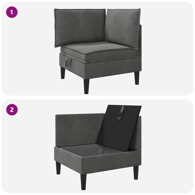 Sofa su saugojimu Tamsiai pilka Aksomas