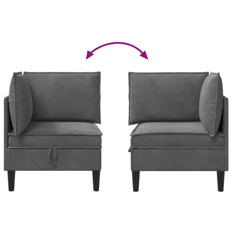 Sofa su saugojimu Tamsiai pilka Aksomas