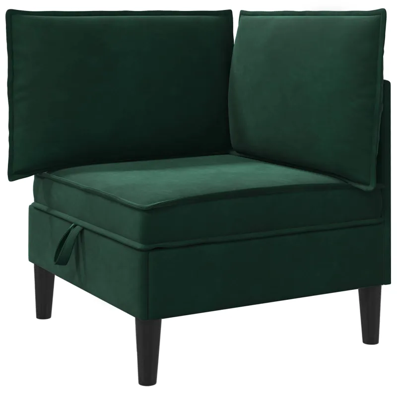 Sofa su saugojimu Tamsiai žalia Aksomas
